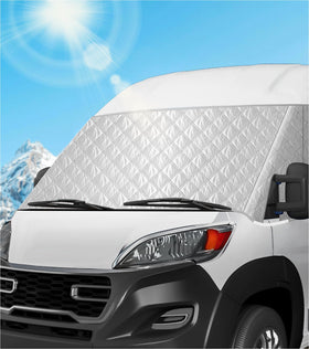 VANNCAMP front full coverage on ProMaster showing complete sun protection