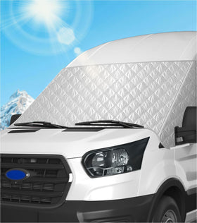 VANNCAMP front view showing snug windshield fit and UV protection benefit