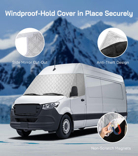 VANNCAMP installed on a Sprinter showing full windshield coverage and privacy