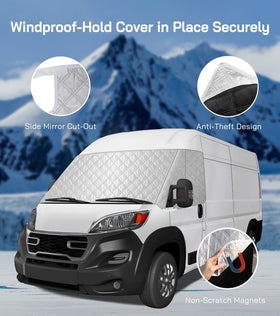 VANNCAMP mirror cutouts aligned on ProMaster for perfect fit and privacy