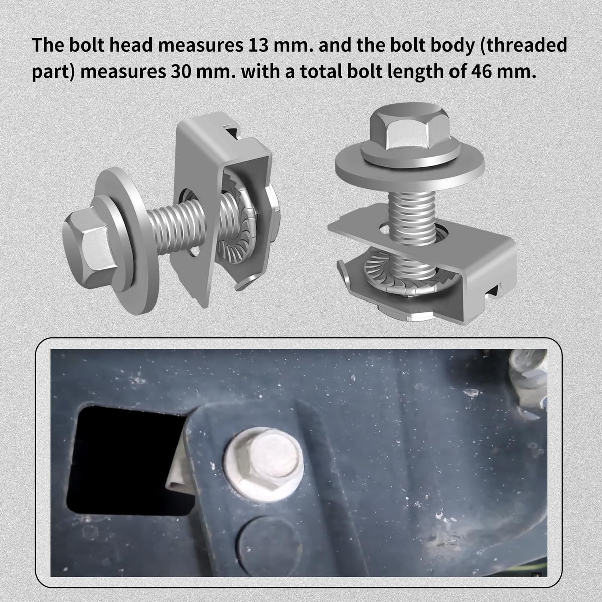 Vanshly bolt installed under Ford F-150 skid plate demonstrating secure attachment