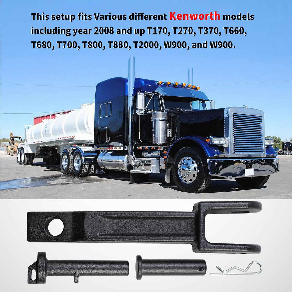 Vanshly tow hook installed on Kenworth W900 demonstrating proper fit