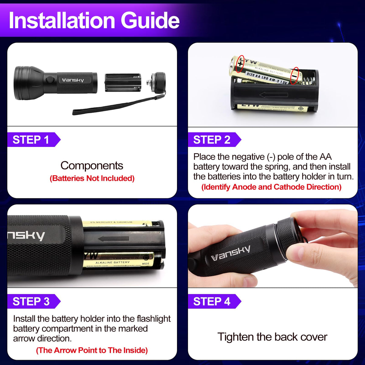 Vansky flashlight in hand for scale showing compact portability and easy storage