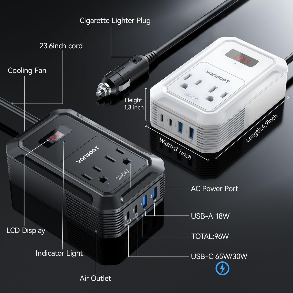vansoet charging laptop and phone in a car for mobile productivity