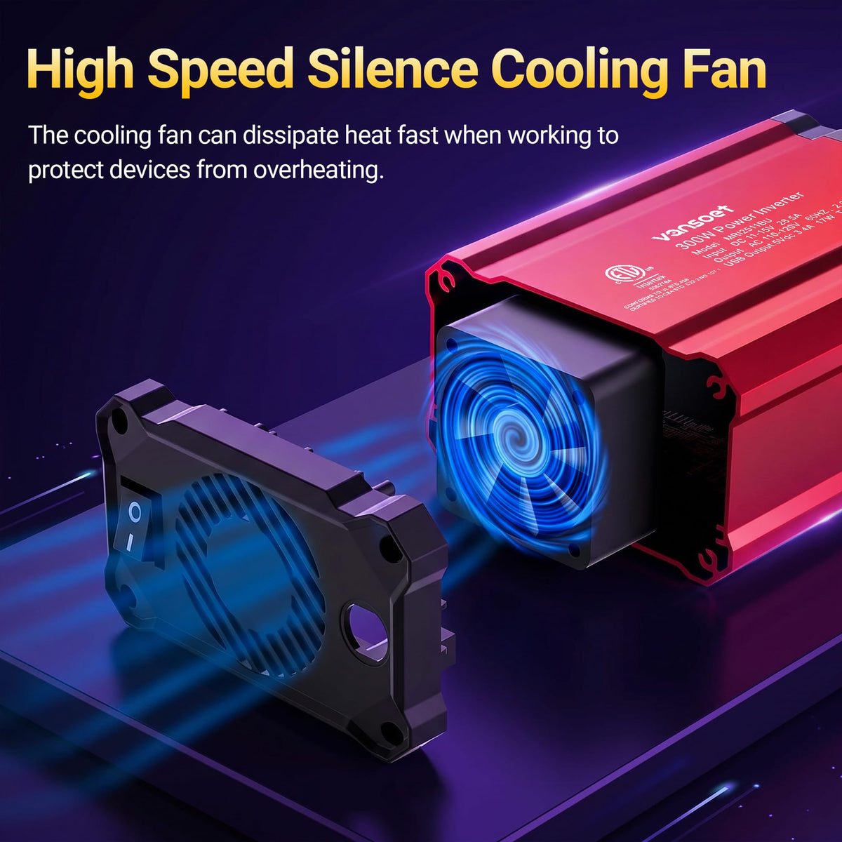 vansoet cooling fan close-up illustrating quiet thermal management benefit