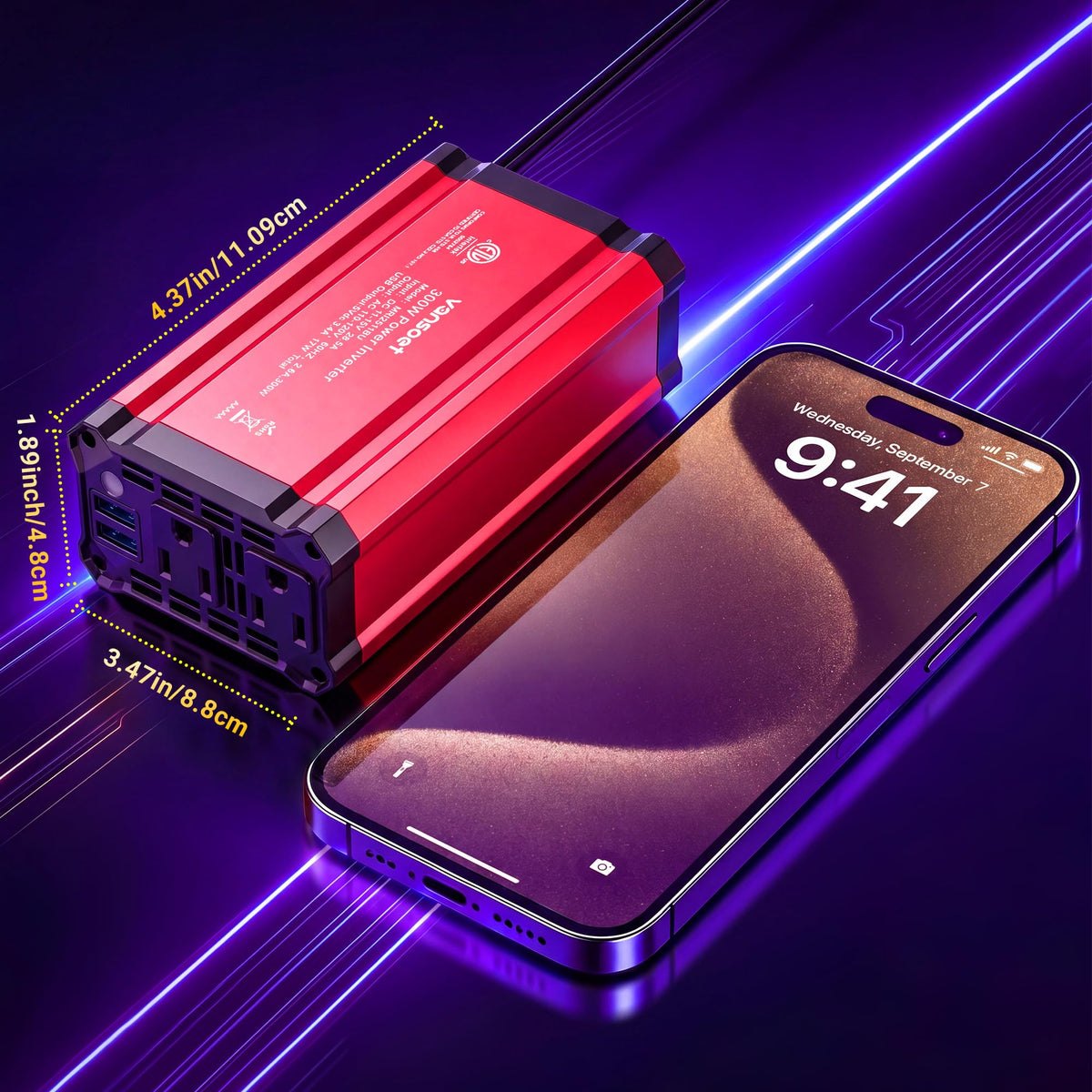 vansoet dual USB ports and cable connection enabling fast phone charging