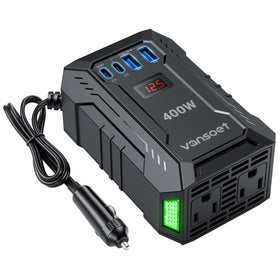 vansoet front panel showing AC outlets and USB ports for versatile charging