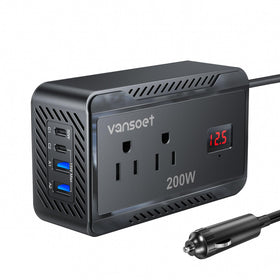 vansoet front view showing AC and USB ports, quick multi-device charging