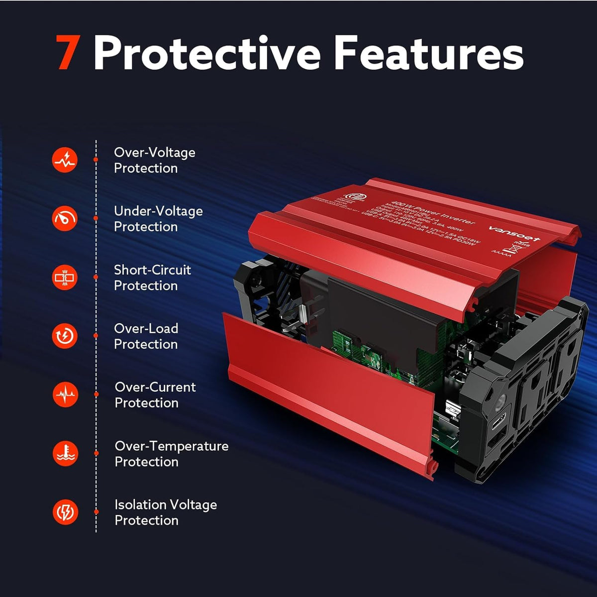 vansoet plugged into car 12V socket powering devices in backseat for convenience