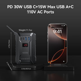 vansoet power cable and cigarette lighter plug for quick vehicle connection