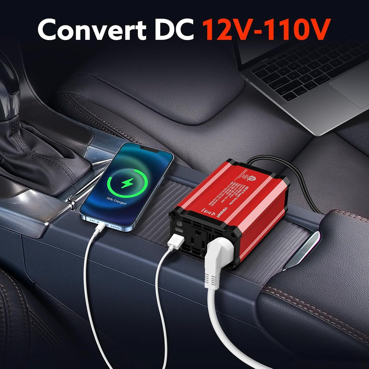 vansoet close-up of PD 30W USB-C and QC 18W USB-A ports for fast charging