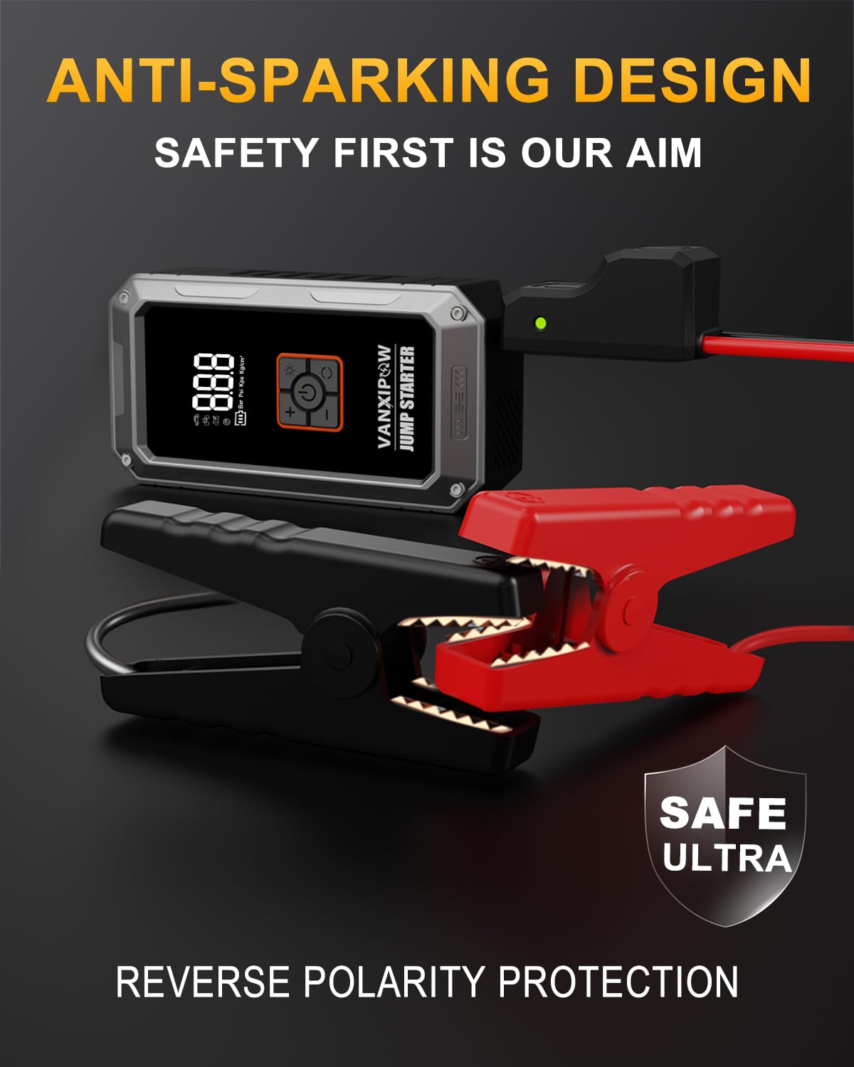 VANXIPOW M1 next to a smartphone to show compact, lightweight portable power convenience