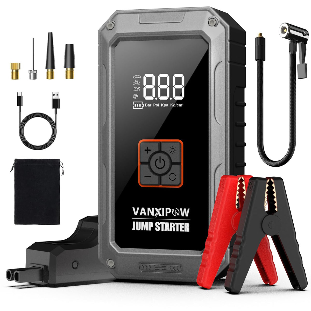 VANXIPOW M1 front panel showing large LED display and real-time pressure readout for easy use