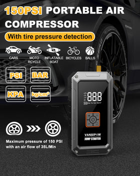 VANXIPOW M1 detachable air hose with valve fittings for fast, versatile tire inflation