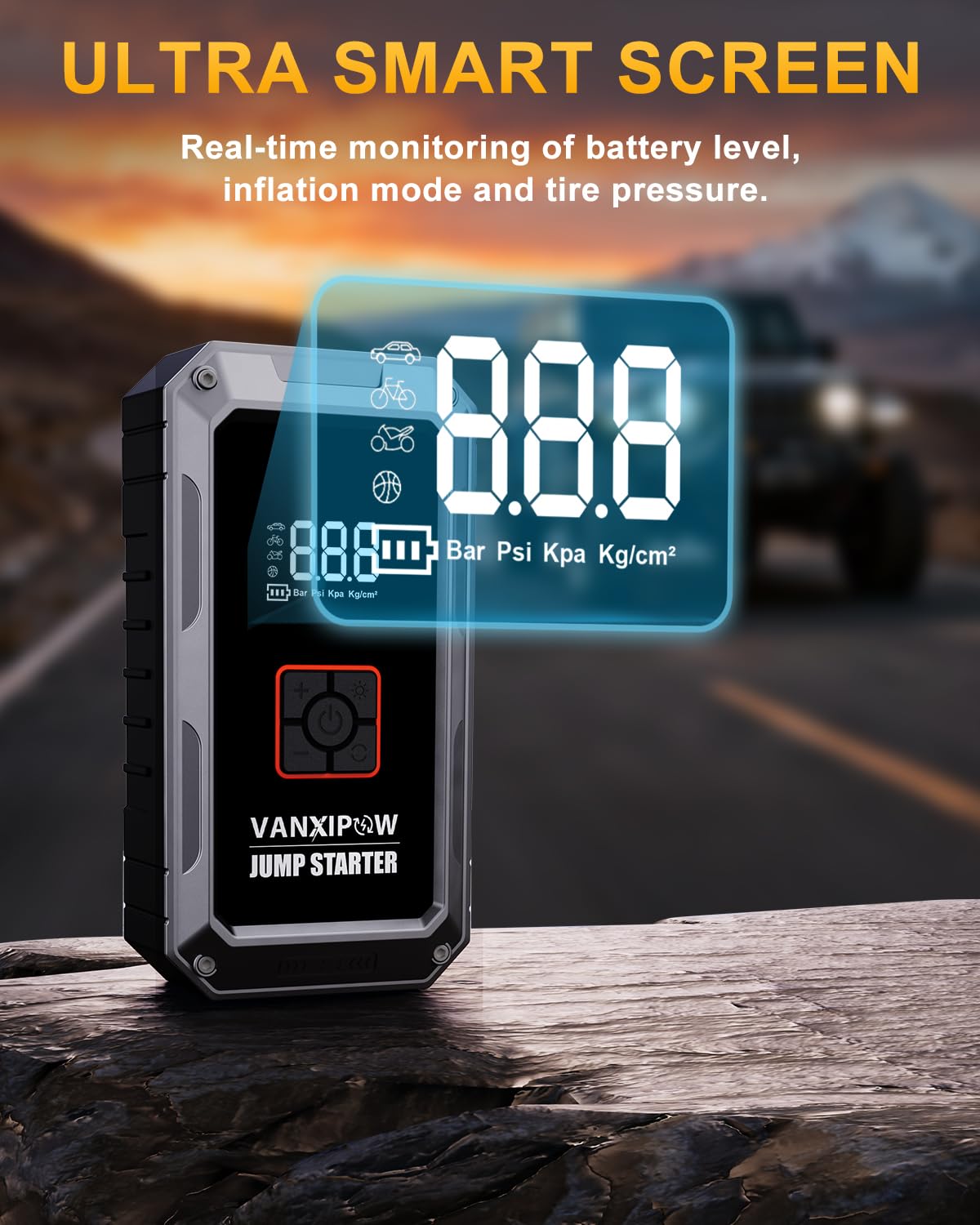 VANXIPOW M1 bright 600-lumen LED light illuminating roadside work at night