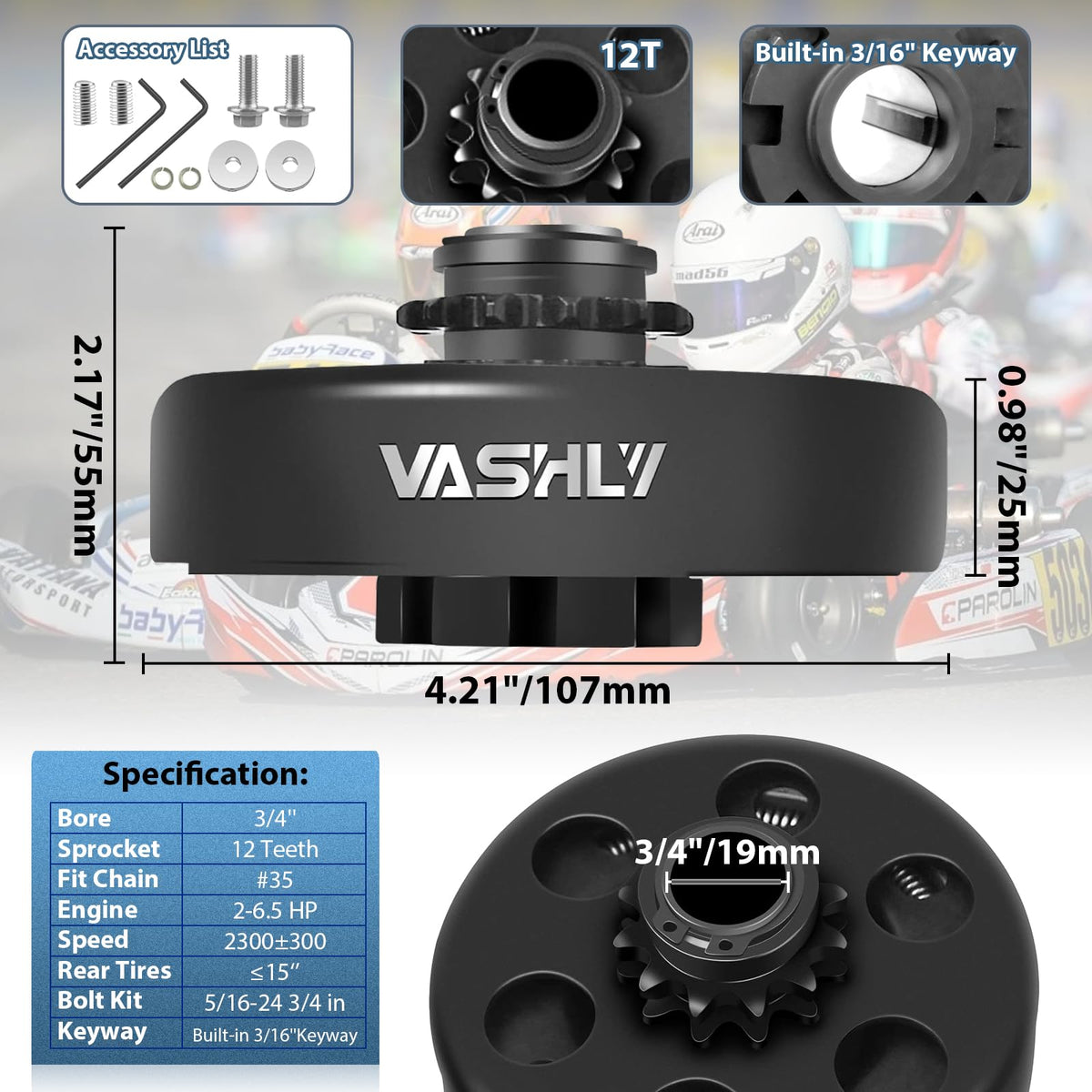 Vashly close-up of teeth detail highlighting precise 12T machining for smooth chain engagement