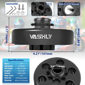 Vashly clutch 3/4" bore close-up showing precise fit benefit