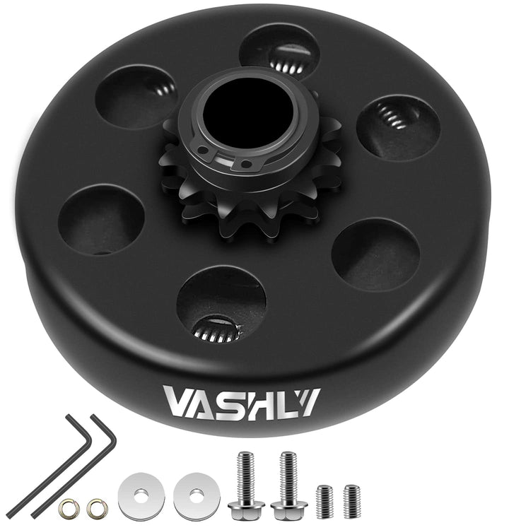 Vashly front face clutch showing 12-tooth sprocket and solid build for reliable drive