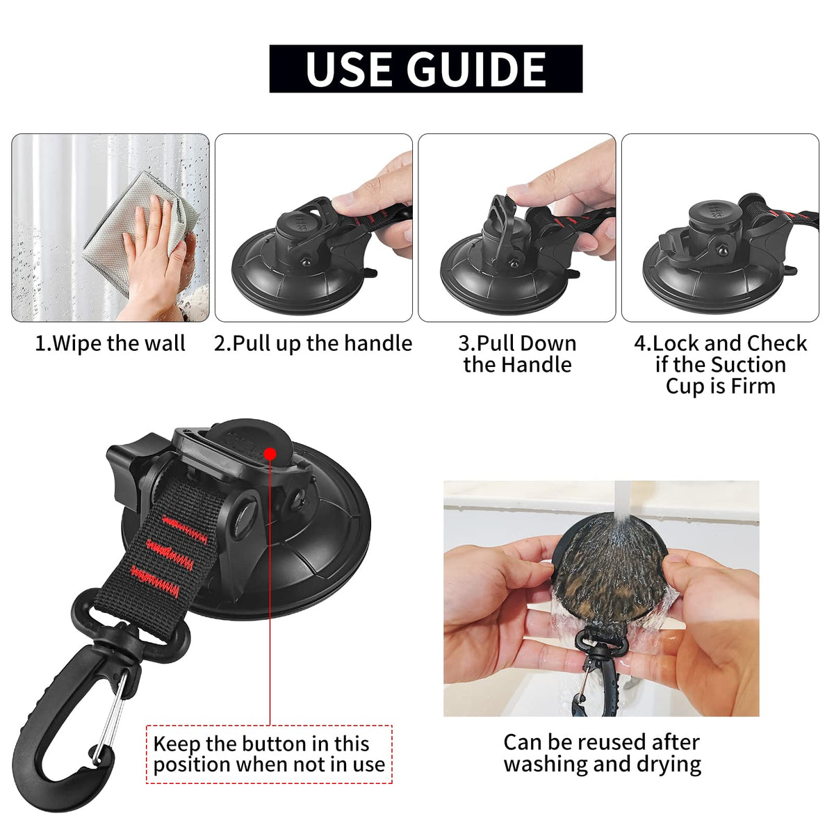 Vashly large suction cup close-up seal demonstrating wide 3.55-inch base for stronger hold