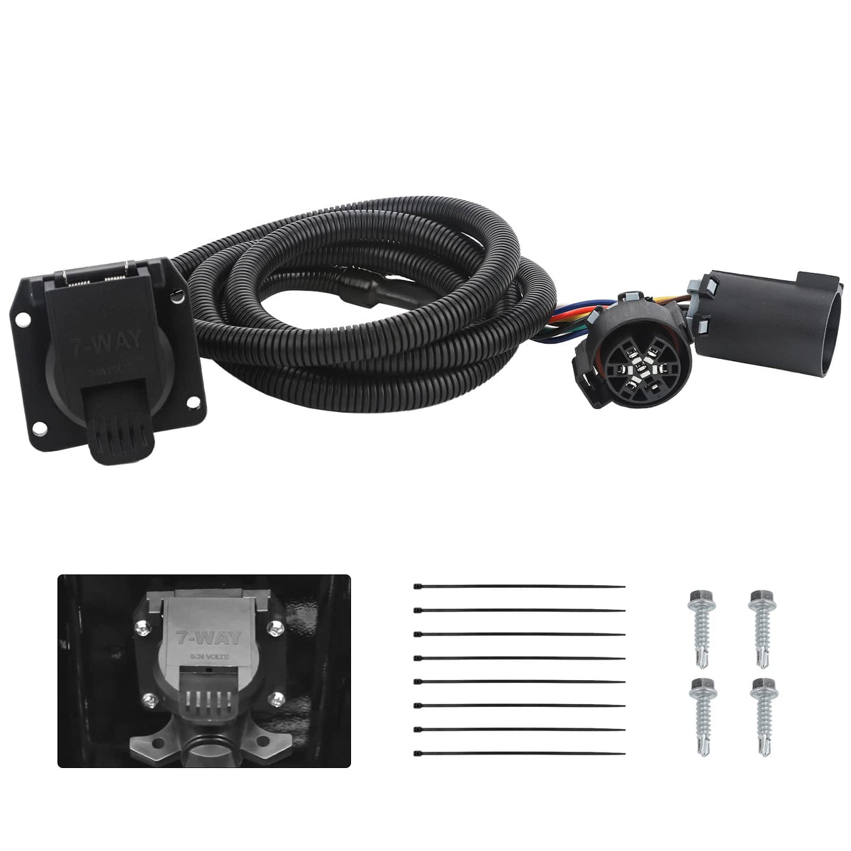 VASTAUTO front view of 7-pin harness showing mounting socket for easy hookup
