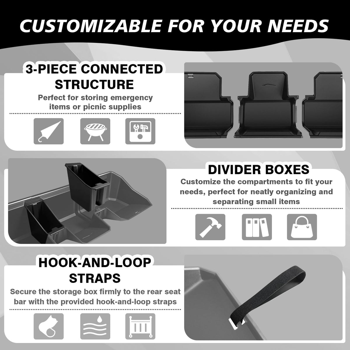 VaultsOnWheels hidden storage installed under Cybertruck seat demonstrating discreet benefit