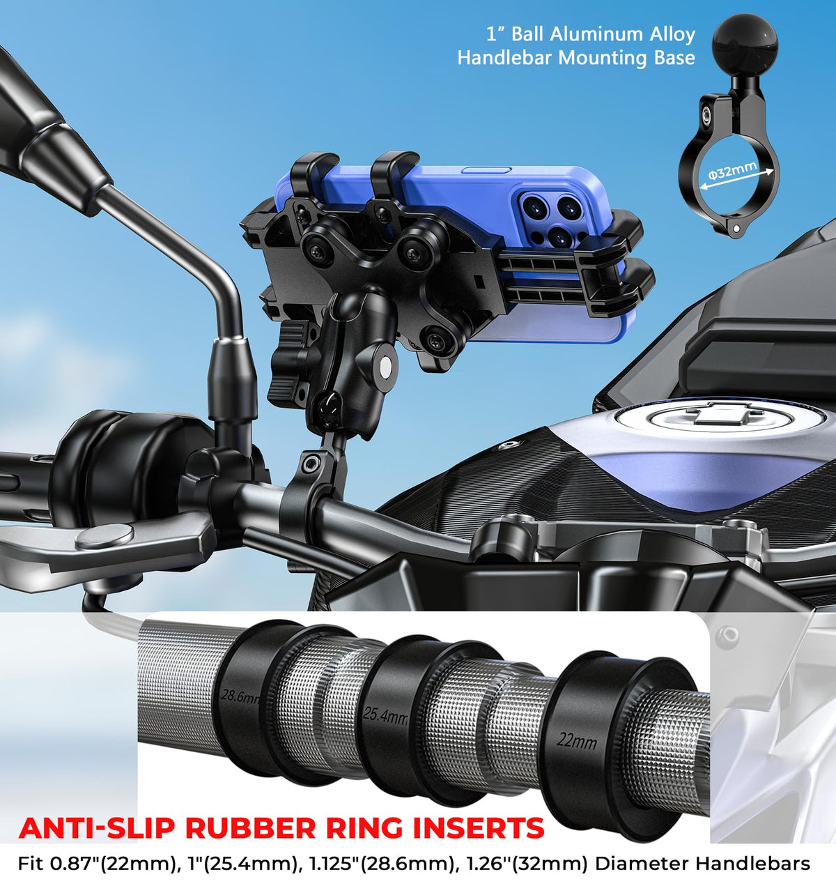 VAZESWIN aluminum handlebar base with rubber insets protecting bars