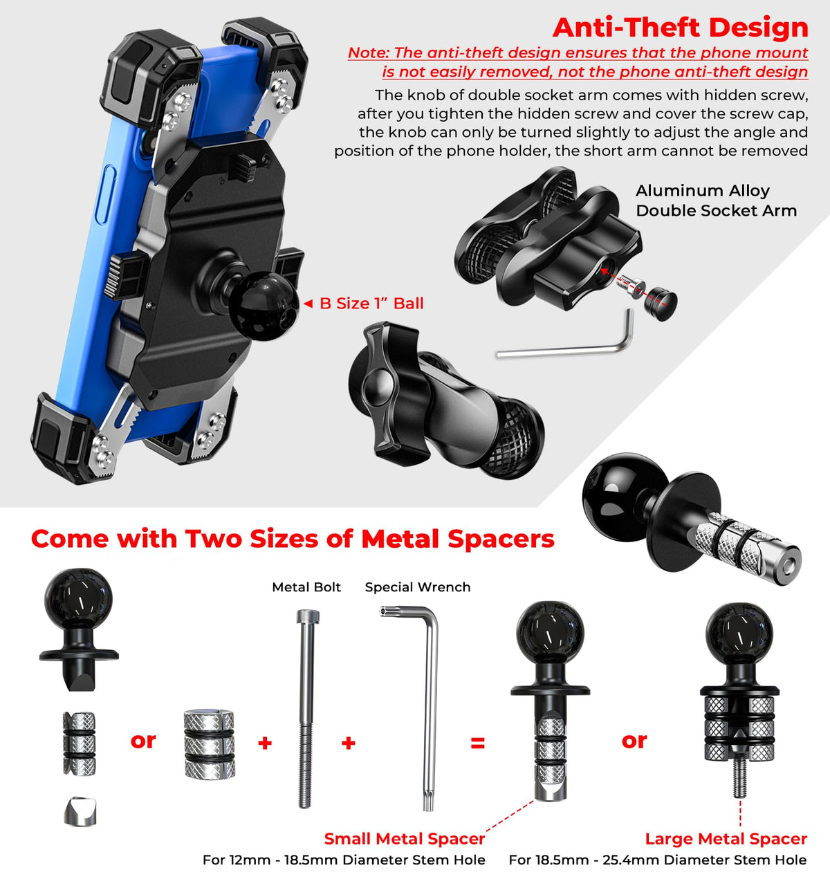vazeswin anti-theft double socket arm detail preventing easy removal