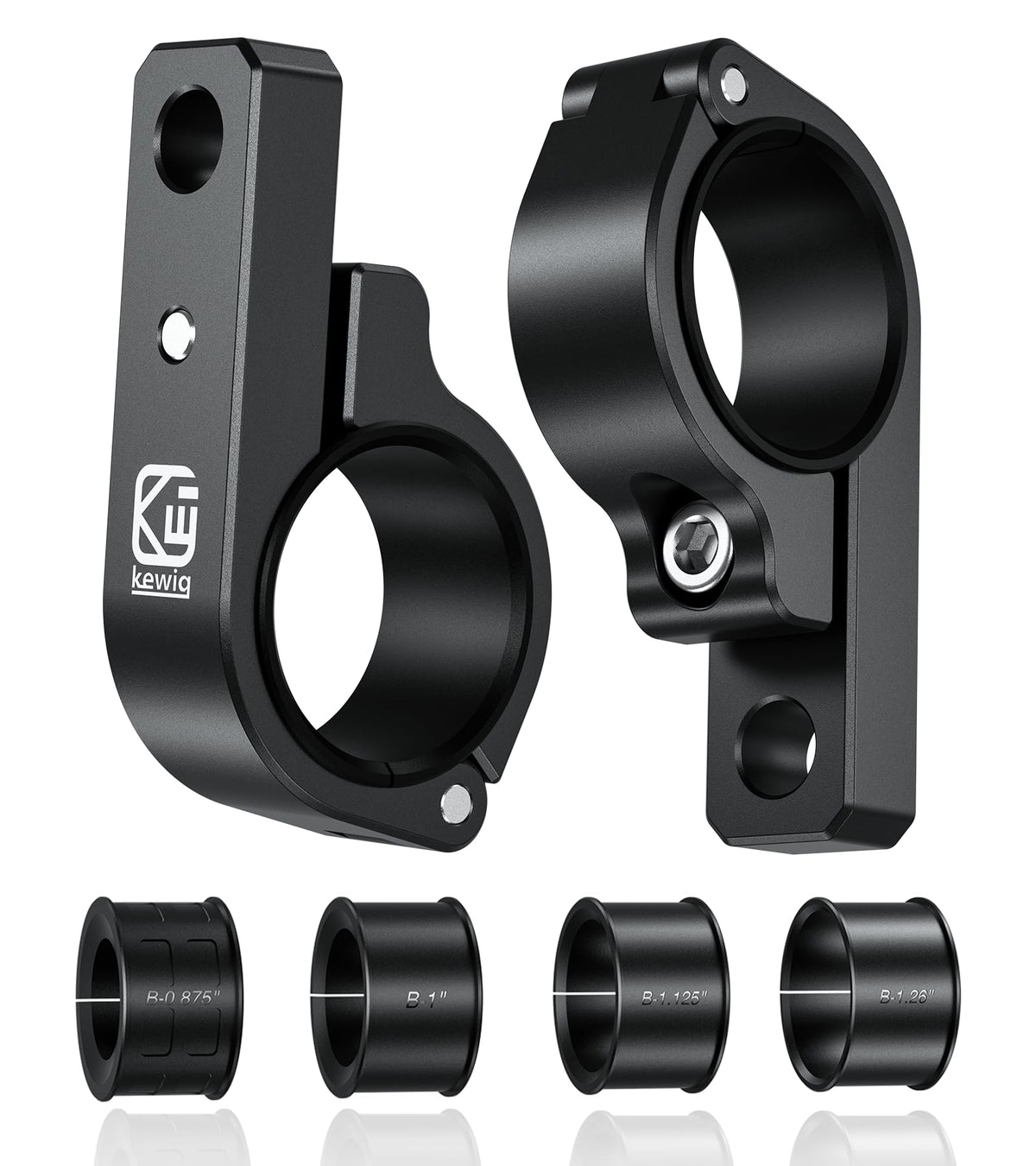 VAZESWIN front view of two aluminum light bar mounts showing secure clamps and finish benefit
