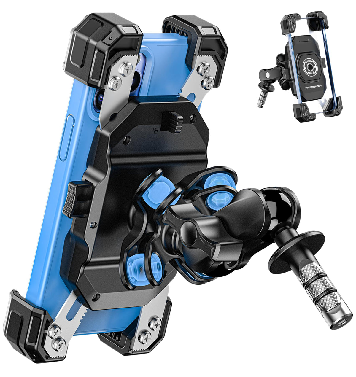 VAZESWIN front view mounted on fork stem showing stability and easy access