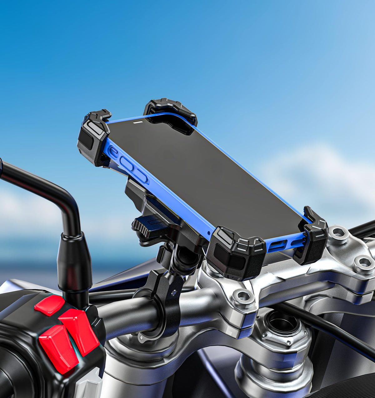 VAZESWIN lifestyle on motorcycle ride illustrating secure device access