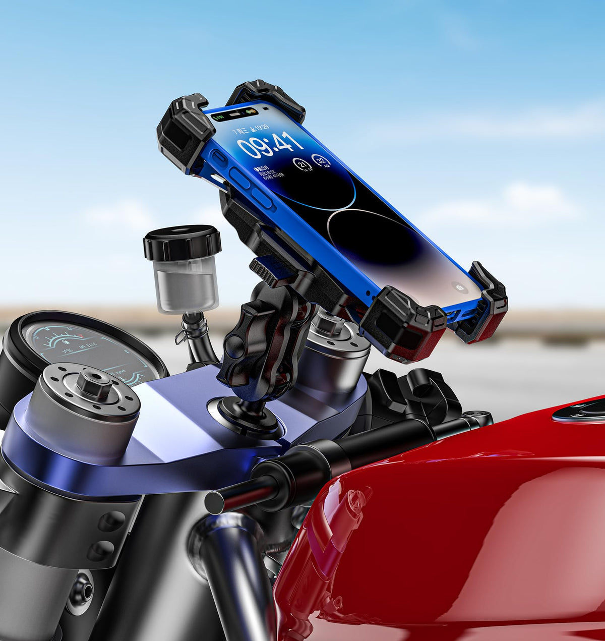 vazeswin rider lifestyle shot showing secure phone use while riding
