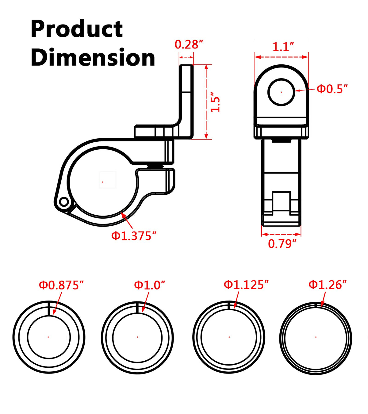 VAZESWIN array of four TPU rubber inserts demonstrating adaptable tube fitment benefit