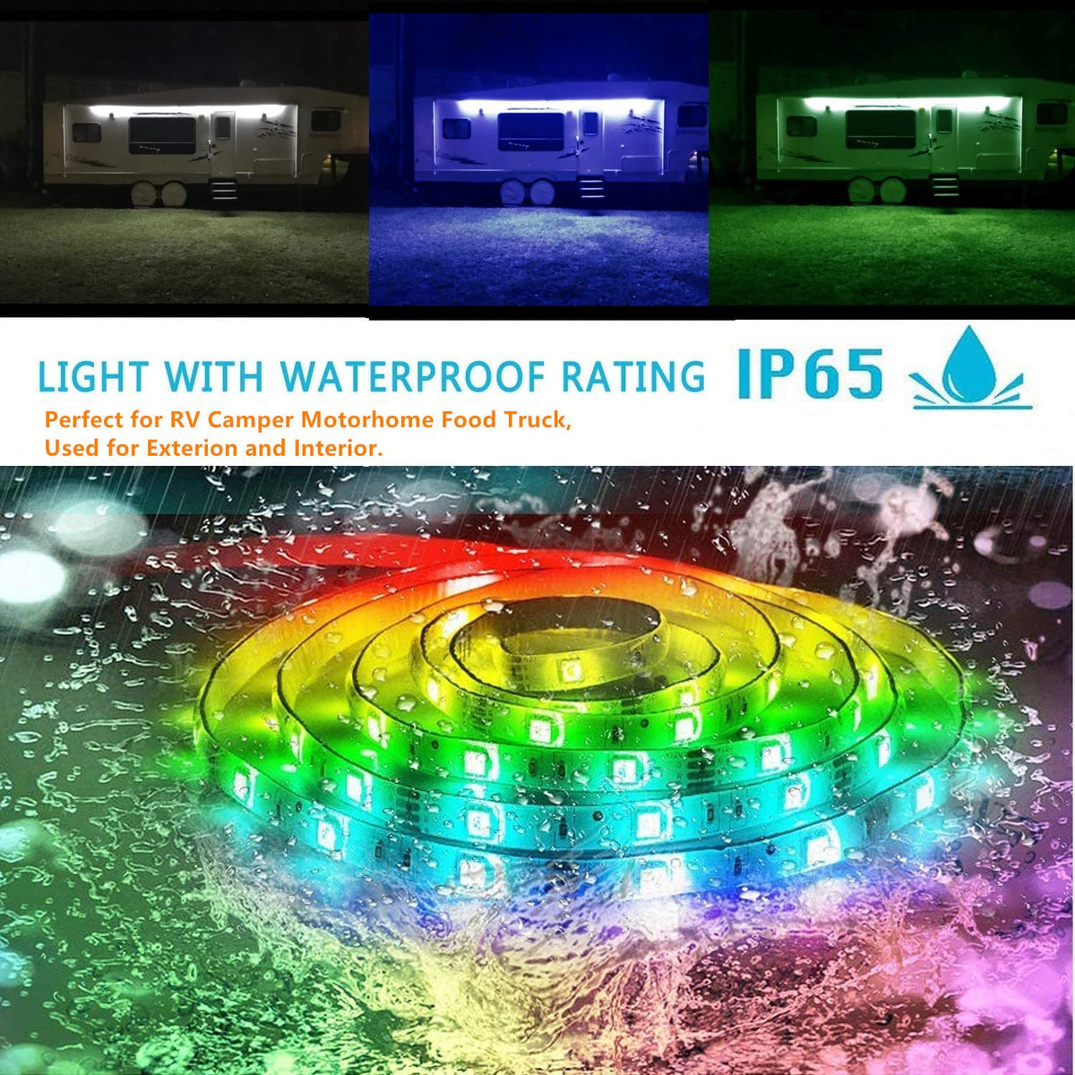 Vbakor awning installed at night delivering vibrant ambiance for campers