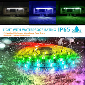 Vbakor awning installed at night delivering vibrant ambiance for campers