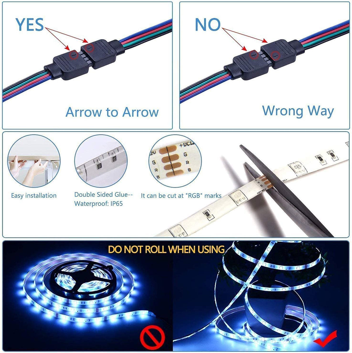 Vbakor cut and link markings on strip for customizable length and fit