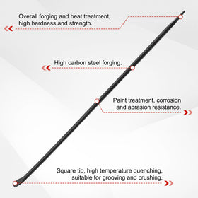 Vbeca pry bar tapered end detail for precise bolt and rim alignment