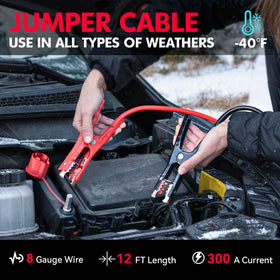 VCAN ACTIVE heavy-duty jumper cables close-up showing thick insulated clamps for reliable starts