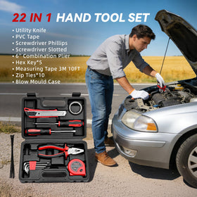 VCANENERGY 22-piece tool kit detail for quick roadside repairs and adjustments