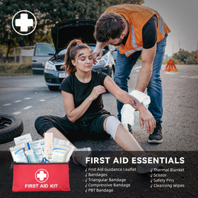 VCANENERGY first aid kit pouch showing bandages and emergency supplies for wound care