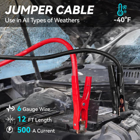 VCANENERGY jumper cables clip detail illustrating heavy-duty grip and cold resistance
