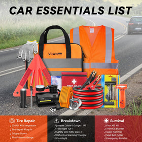 VCANENERGY bag opened with all emergency tools displayed for instant readiness