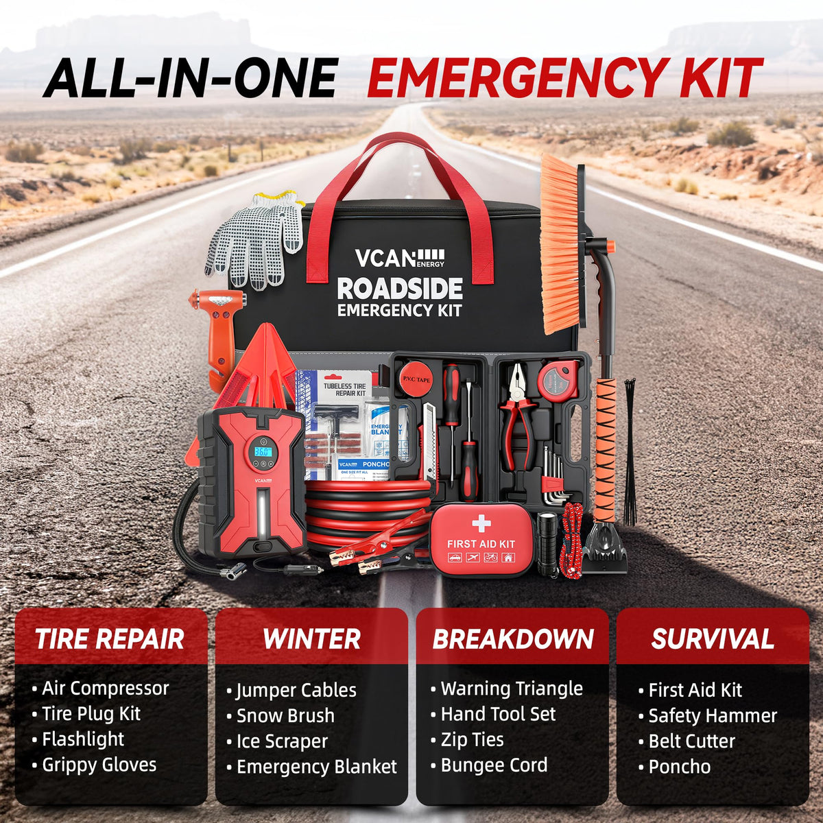 VCANENERGY internal pockets organized to speed access to emergency tools