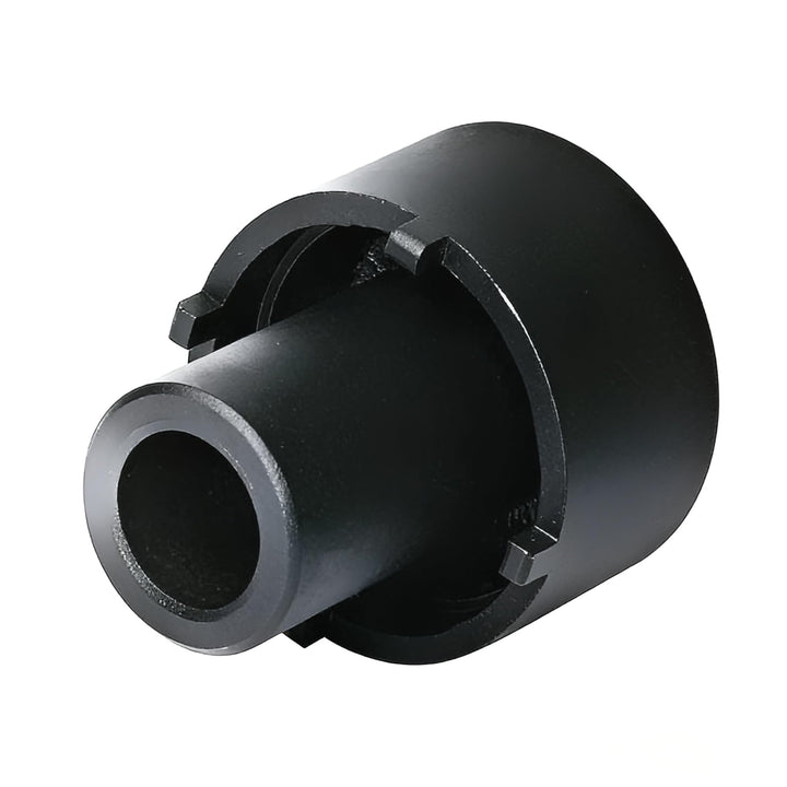VCC front view of hub nut socket showing fit and four-lug engagement for stable use