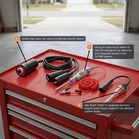 VCC closeup of the heavy-duty remote starter switch with indicator light for safe solo cranking