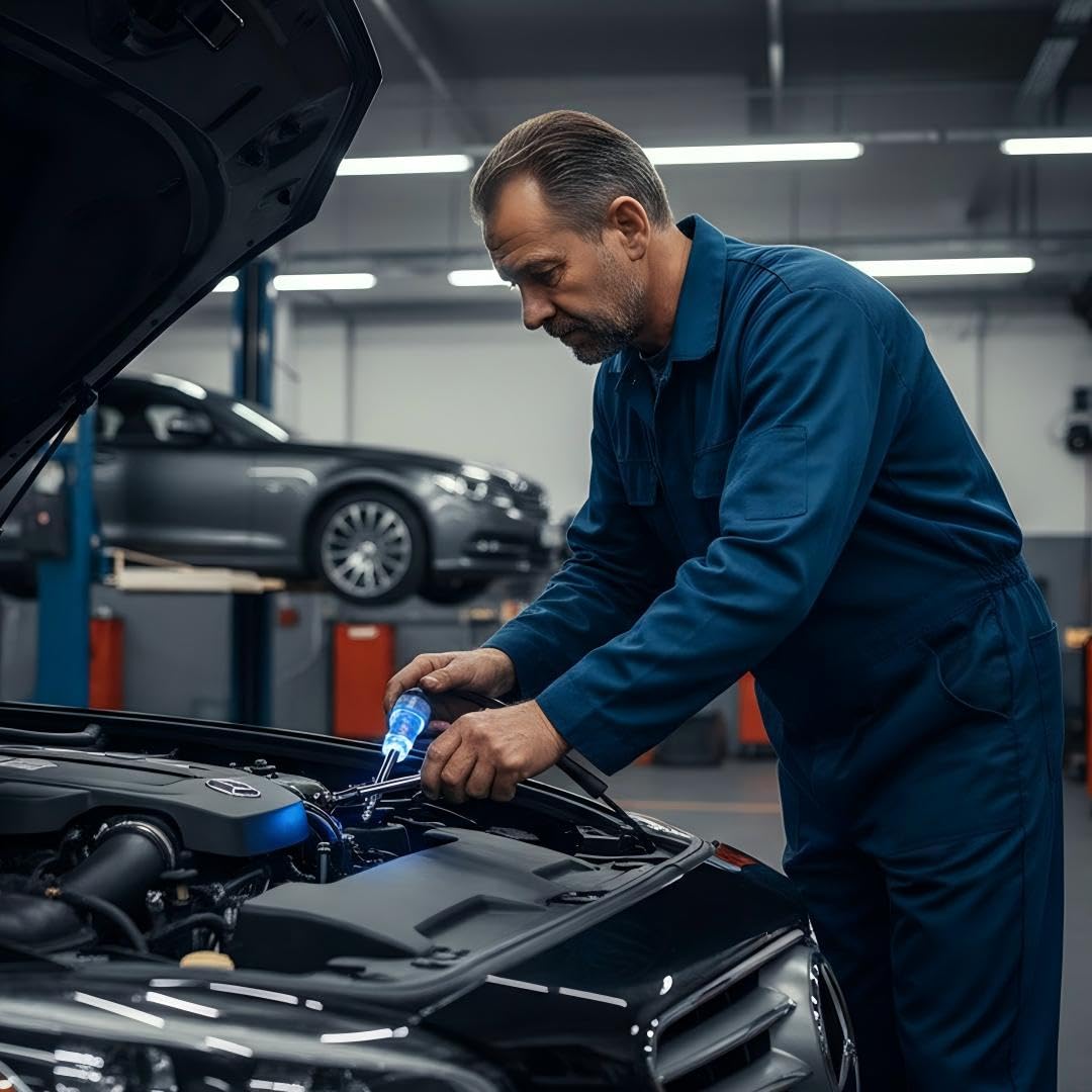VCC spark tester connected to engine showing live spark verification benefit