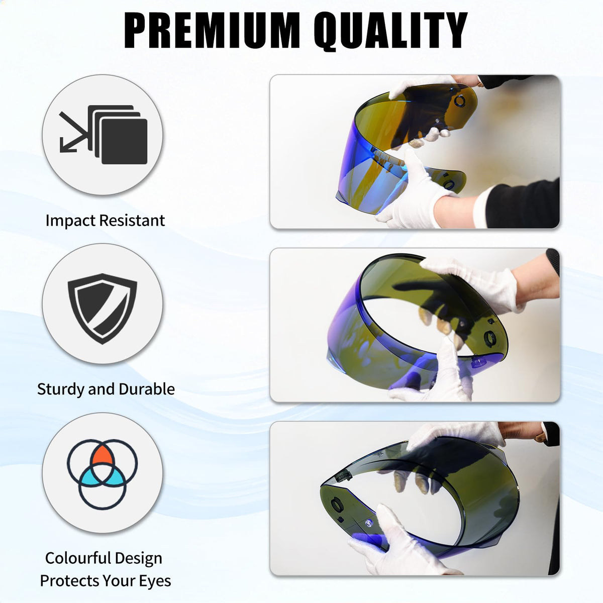 VCOROS rainbow visor showing colorful reflection and enhanced daylight glare reduction