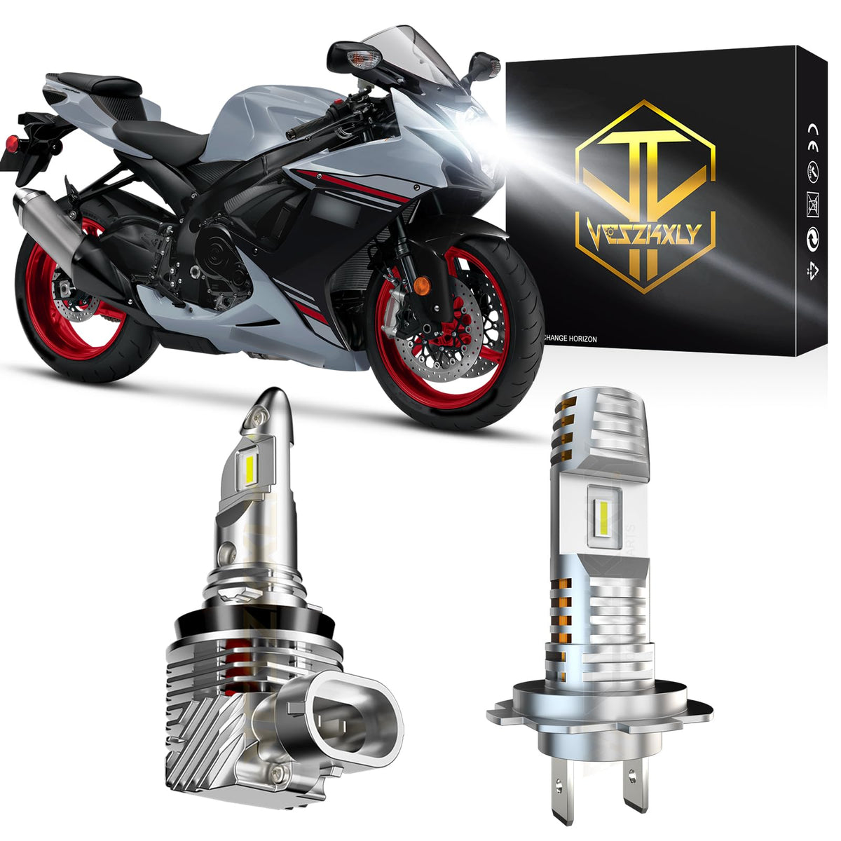 VCSZKXLY front packaging showing both H7 H11 bulbs and 6000K branding for easy identification and confidence