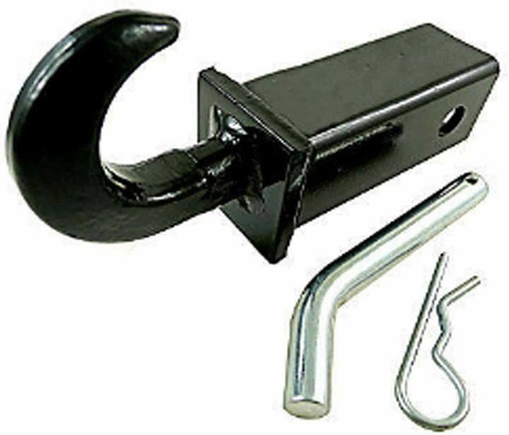 VCT receiver tow hook front view showing hook and 2" shank for secure towing