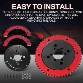 VCUJSUC all included screws nuts sprocket and adapter neatly arranged for quick inventory