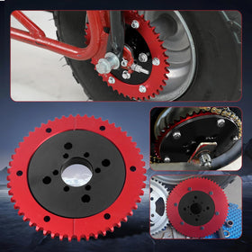 VCUJSUC sprocket installed under go-kart guard showing compact space-saving fit
